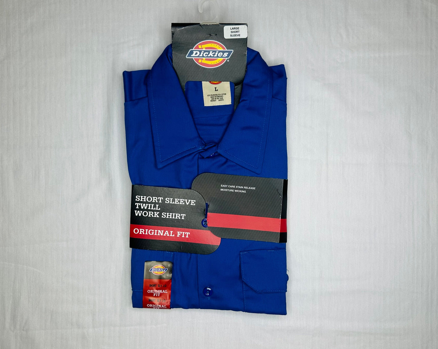 Dickies - Men's Short Sleeve Twill Work Shirt  Royal Blue Size Large